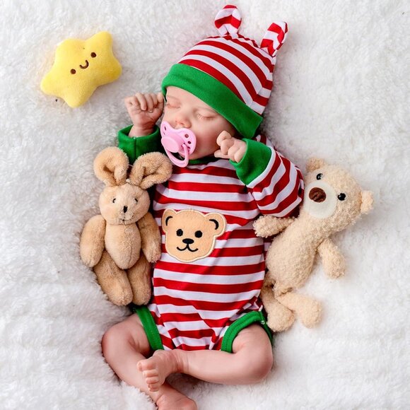 🆕18nch Full Vinyl Body Newborn Baby Doll Poseable Limbs with Feeding Toy Girl - Picture 1 of 9